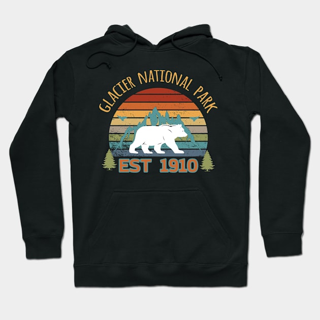 Vintage Glacier National Park Montana Retro Hoodie by Master_of_shirts